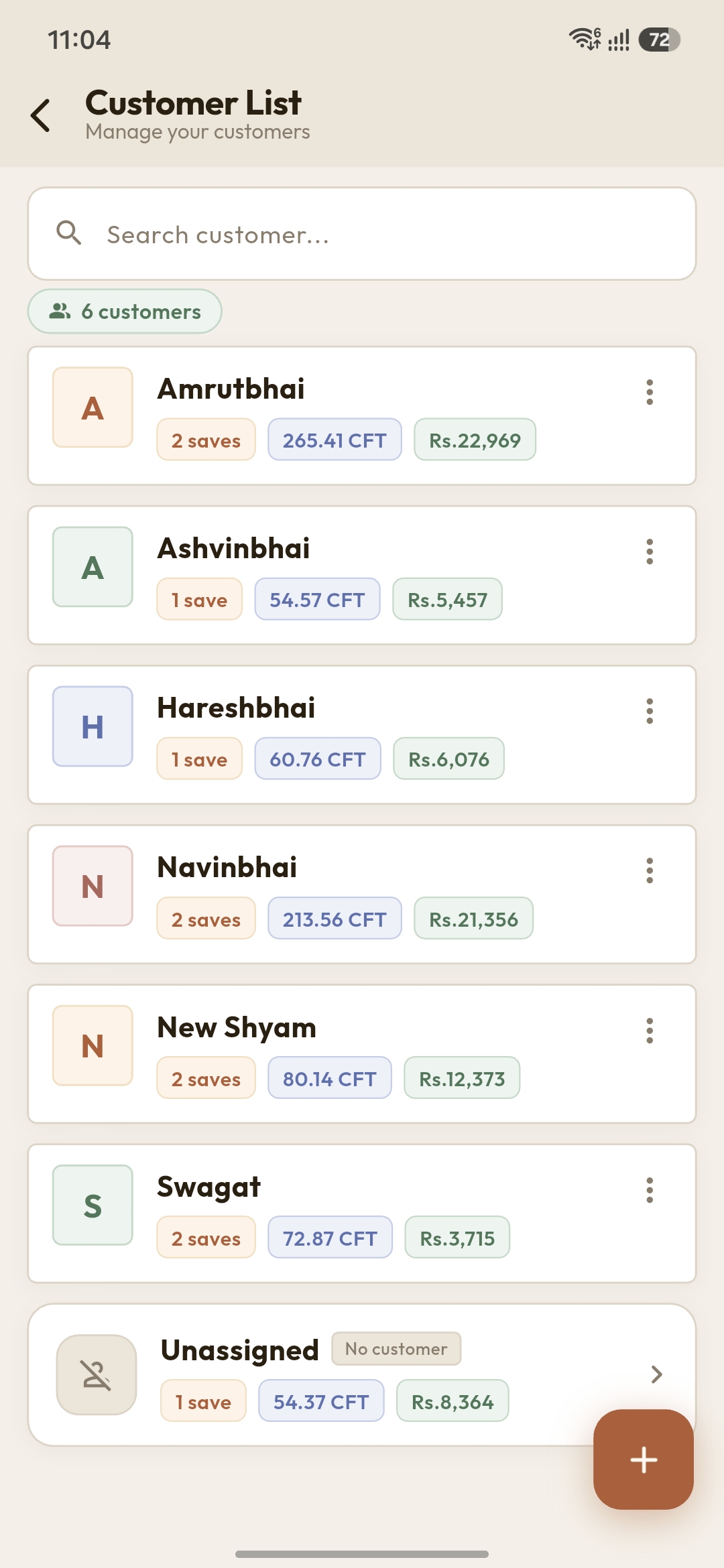 Customer list